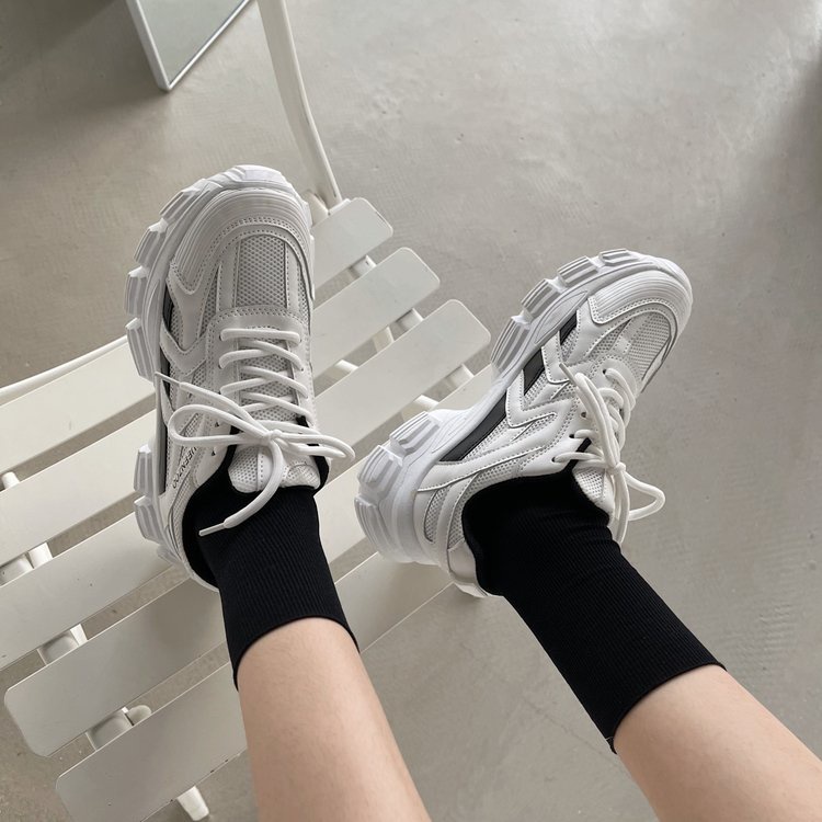 Giày thể thao đế vừa thắt dây mũi tròn thoáng khí thoải mái thời trang | BigBuy360 - bigbuy360.vn