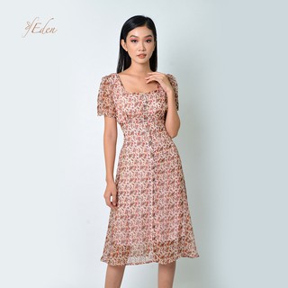 Đầm Chữ A Thời Trang Eden Cổ Vuông In Họa Tiết - D364