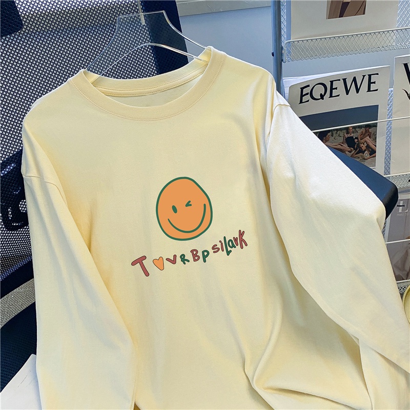 NRVP Áo thun nữ dài tay dáng rộng phong cách Hàn Quốc