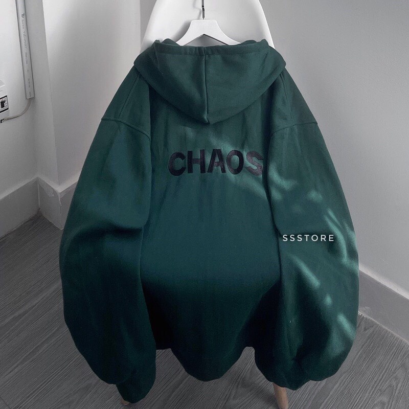 Khoác Nỉ Hoodie Nam Nữ Thêu Ngực Chaos Unisex Mũ To Kéo Khóa- Hoodie Sweater Nỉ Uzzlang