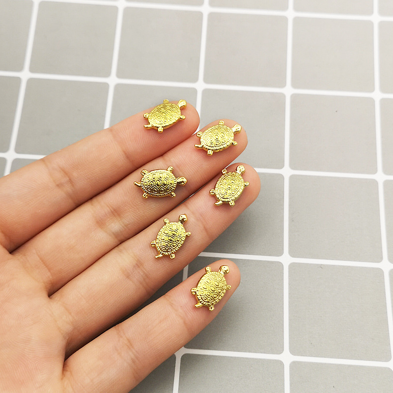 Phụ kiện làm mặt dây chuyền/móc khóa hình rùa bằng hợp kim màu vàng phong cách Nhật Bản may mắn