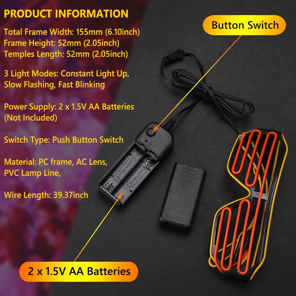 Osier1 Kính Mát Có Đèn LED Neon Thích Hợp Cho Tiệc Tùng Halloween Dành Cho Người Lớn Và Trẻ Em