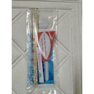 Combo 10 bộ đũa gỗ+muỗng+giấy ướt+tăm tre dùng 1 lần