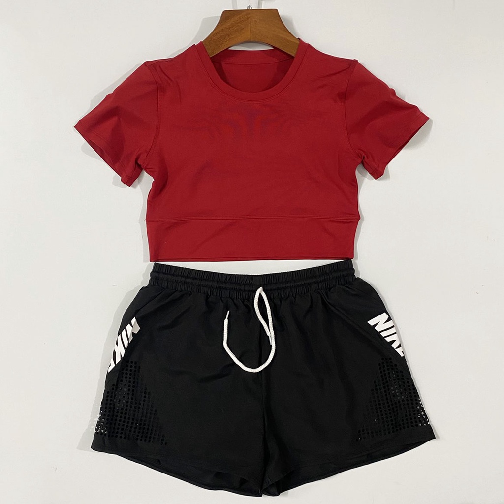 Bộ Tập Thể Thao Nữ - Áo Croptop - Quần Short 2 Lớp Phù Hợp Chạy Bộ, Tennis, Cầu Lông, Gym Màu Sắc Trẻ Trung Năng Động