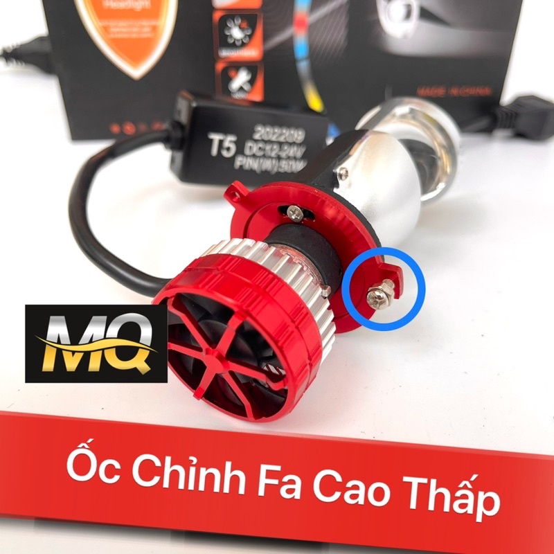 Đèn Pha Led Bi Cầu Mini H4 T2 Nâng Cấp Lên T5 Gom Sáng Chống Chói H4 V80 M01B