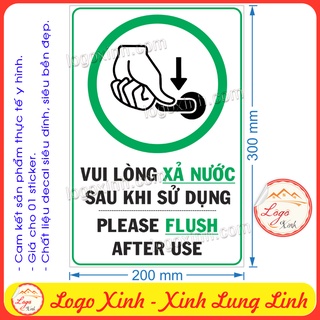LOGO TEM STICKER XẢ NƯỚC SAU KHI SỬ DỤNG DÙNG TRONG NHÀ VỆ SINH- NHẮC NHỞ SỬ DỤNG WC TOILET NHÀ VỆ SINH
