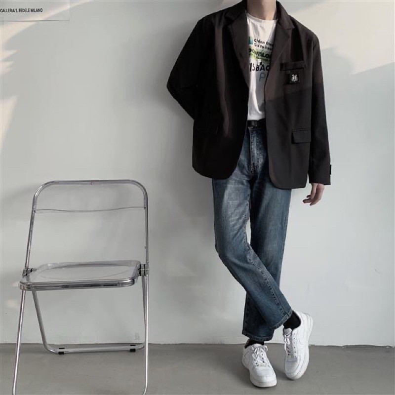 Áo blazer phối logo mèo unisex