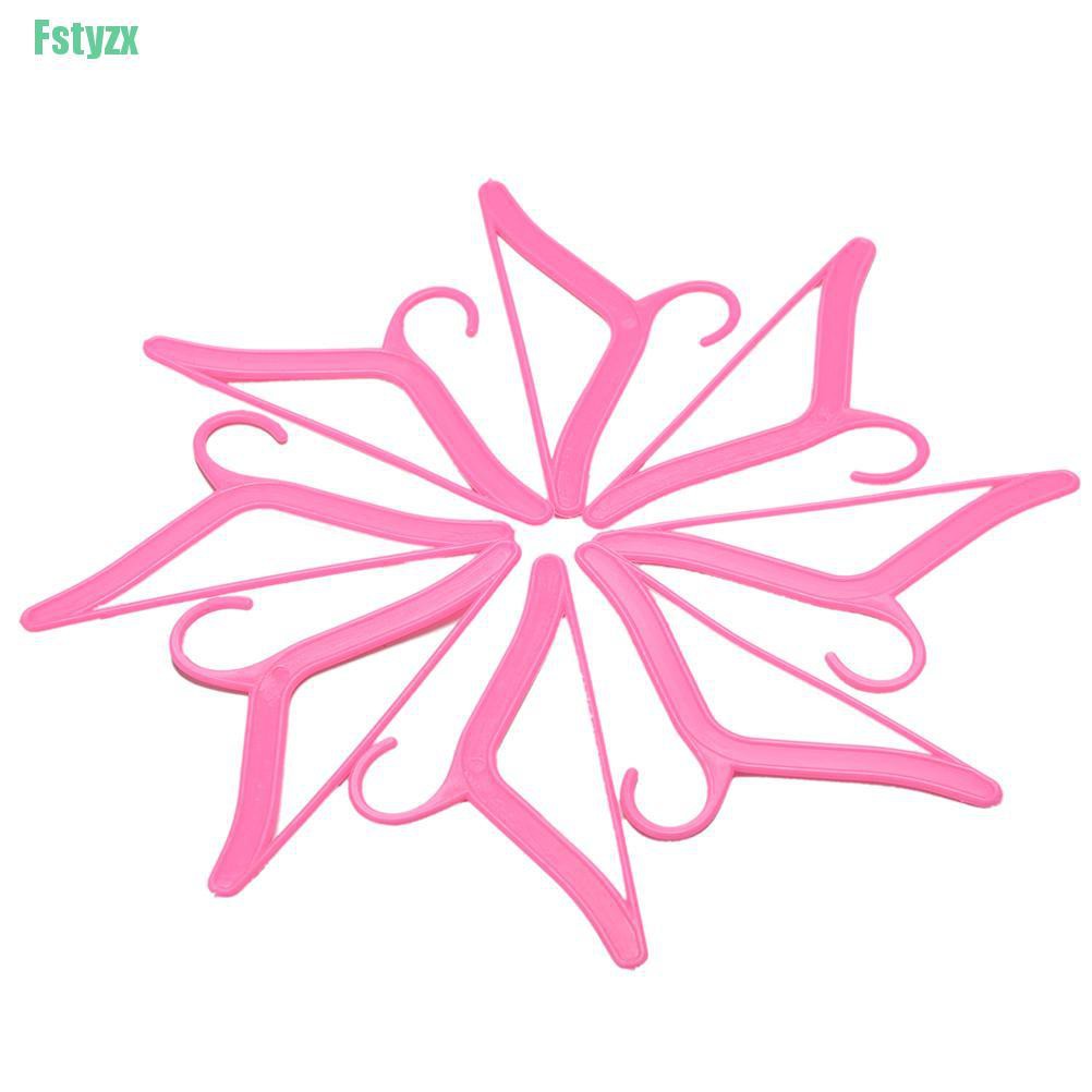 fstyzx 20 Pcs Pink Hangers for Barbies Dolls’ Clothes Accessories Plastic Hangers