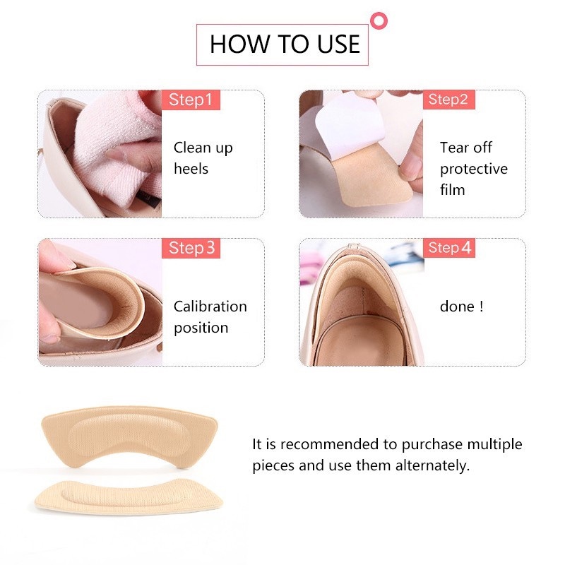 1 Cặp Đệm Cotton Dán Gót Giày Chống Trượt Bảo Vệ Lưng