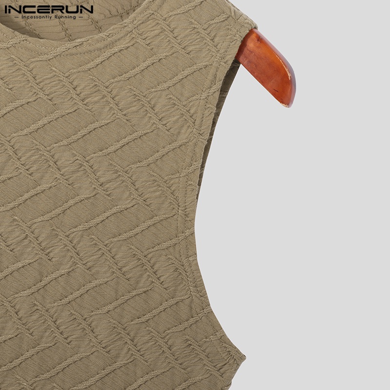 Áo ba lỗ INCERUN tập gym họa tiết hoa cổ tròn dành cho nam