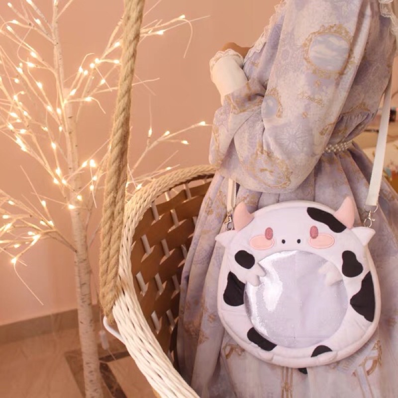 YASAS0044-Túi xách bò sữa có mặt kính trong suốt