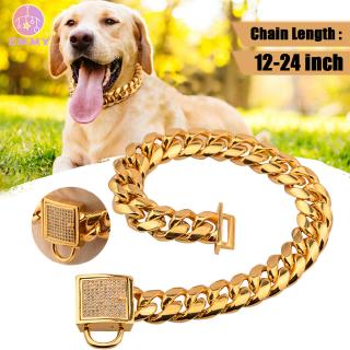 14mm Pet Collar Stainless Steel Gold Color Chain for Universal Dogs