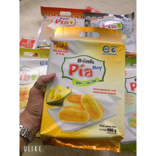 [1 CÁI*40g] BÁNH PÍA MINI CHAY ĐẬU SẦU RIÊNG (NHÂN ĐẬU XANH + SẦU RIÊNG) - BÁNH TÂN HUÊN VIÊN