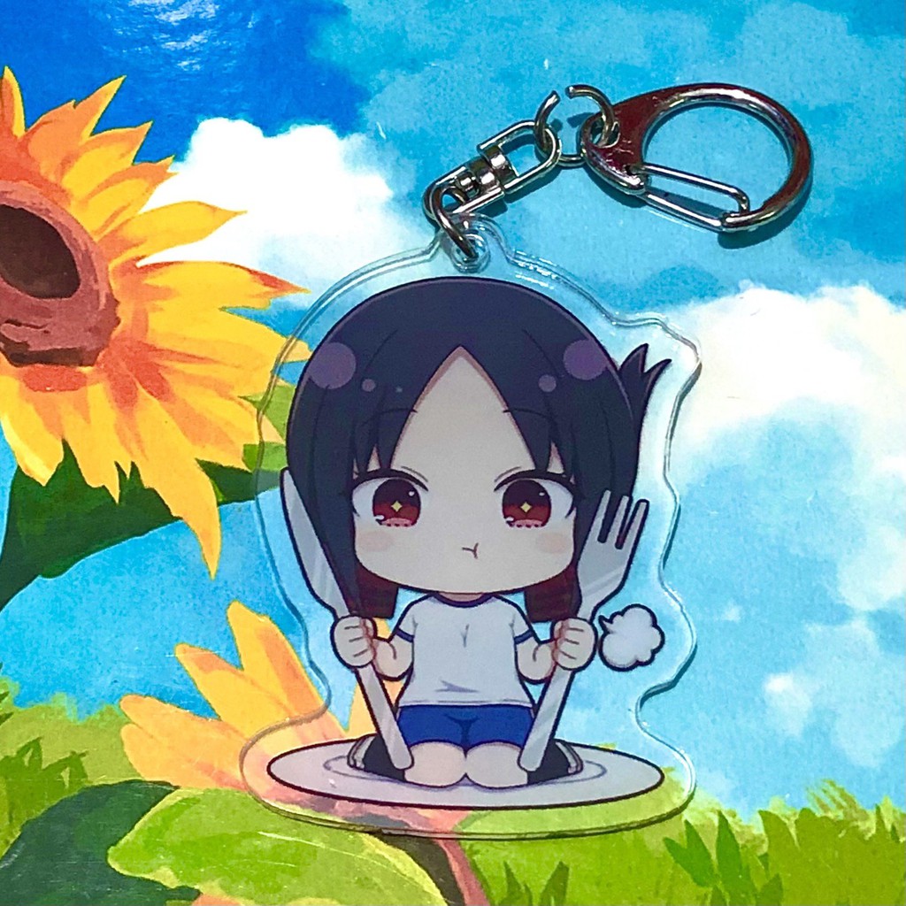 ( Mica trong acrylic ) Móc khóa xinh xắn LOVE IS WAR CUỘC CHIẾN TỎ TÌNH ver ĂN UỐNG anime chibi