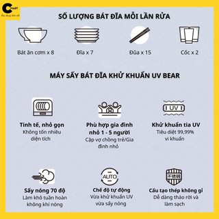 MÁY SẤY BÁT ĐĨA, BÌNH SỮA & KHỬ TRÙNG UV BEAR XDC-A26B1 CHÍNH HÃNG [CMART.COM.VN]