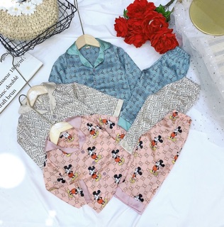 Bộ lụa dài tay Size 16-27kg cho bé gái
