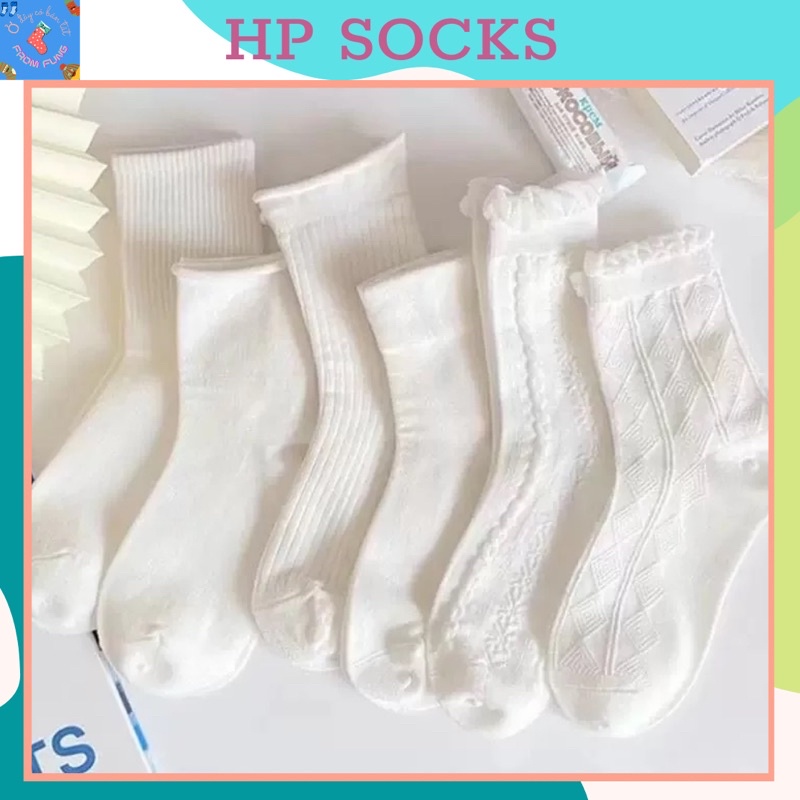 Tất nữ 🧦FREESHIP🧦 Vớ nữ trắng trơn hot trend - Tất nhún cao cấp khử mùi kháng khuẩn cotton 100% thời trang Hàn Quốc