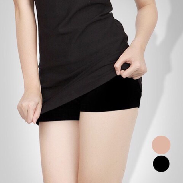 Quần lót mặc trong váy Không viền ren cotton Đen/Da