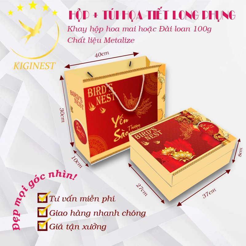 BỘ HỘP QUÀ GIẤY KHAY HỘP NHỰA HOA MAI 100G -2 KHAY ĐƯỜNG