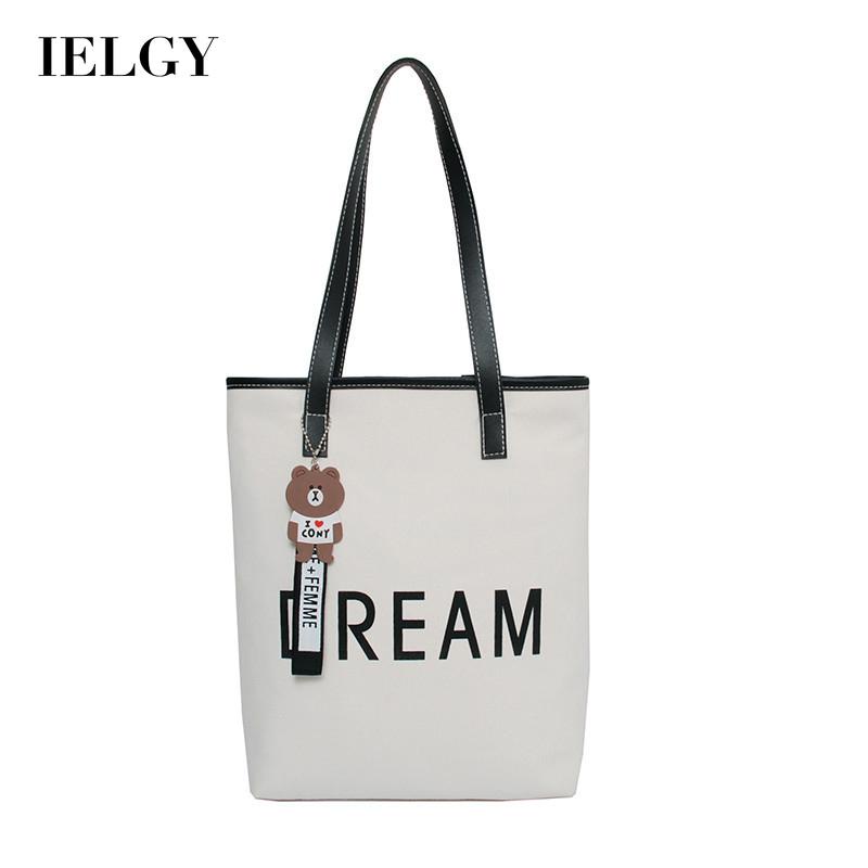 Túi đeo vai IELGY bằng vải bố sức chứa lớn phong cách Hàn Quốc thời trang cho nữ
