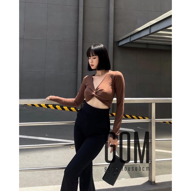 Áo xoắn trước dài tay