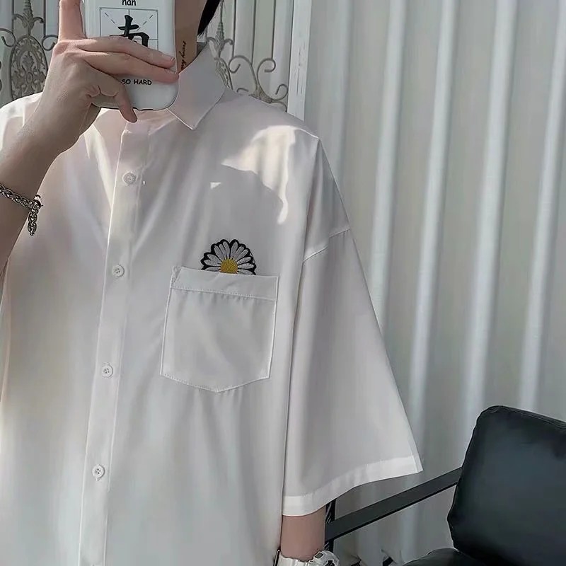 Áo sơ mi ngắn tay form rộng in họa tiết thời trang dành cho nam