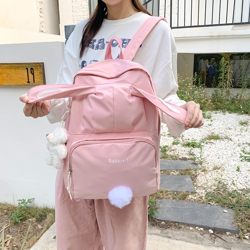 Ba Lô Đi Học Sức Chứa Lớn Hình Tai Thỏ / Trái Tim / Trái Tim Phong Cách Nhật Hàn Cho Nữ Sinh Trung Học