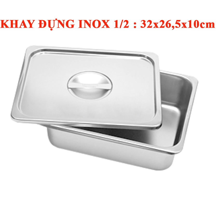 Khay Đựng Topping Inox 1/2-1/3- 1/4-1/6 Có Nắp( inox 304)