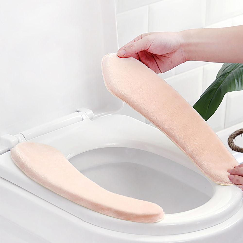 Vỏ Bọc Nắp Bồn Cầu Bằng Vải Bông Dày Dặn Ấm Áp Có Thể Giặt Rửa Ốp