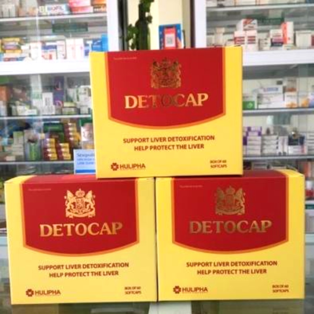Detocap. Hỗ trợ giải độc gan bảo vệ tăng cường chức năng gan giảm ảnh hưởng có hại cho gan.Hộp 60 viên