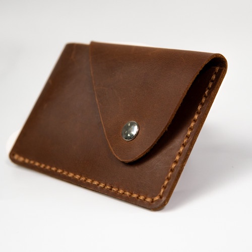 Ví da mini đựng card nhỏ gọn WEMODA da bò sáp khóa bấm tiện lợi