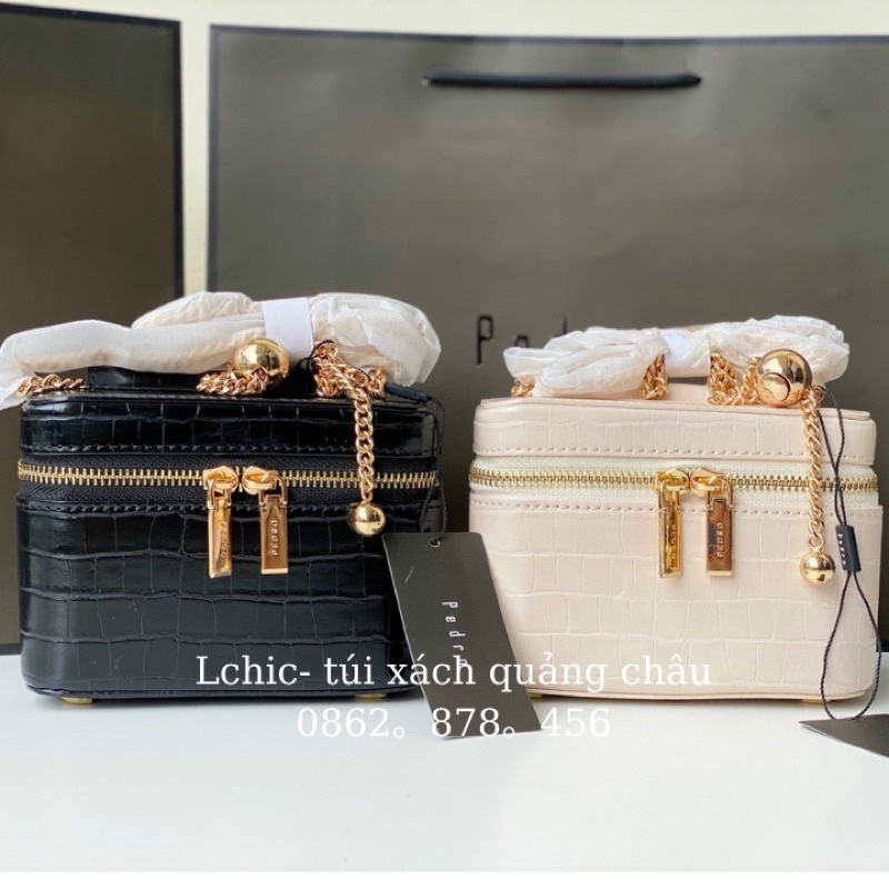 (Video tự quay) Túi xách nữ hàng quảng châu chữ P dáng cốp mini kèm chuông dây xích điều chỉnh được ngắn dài