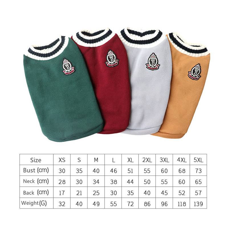 Áo cho chó Áo sweater sát nách cổ chữ V mềm mại thoáng khí phong cách đi học dành cho cún cưng áo cún