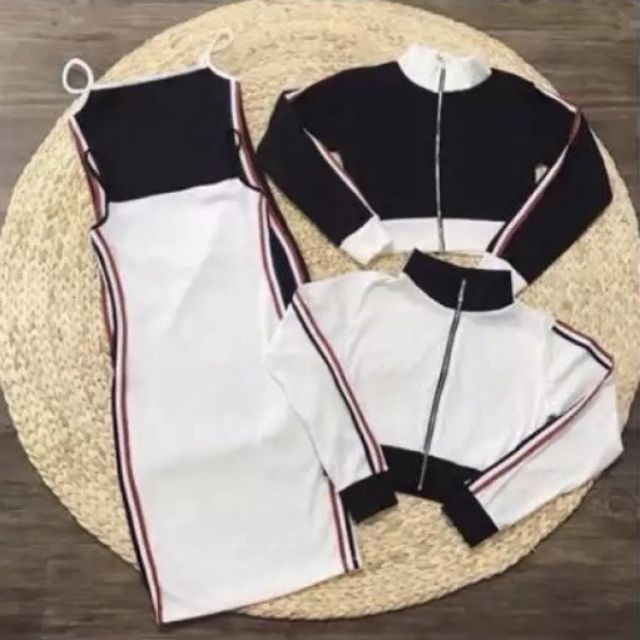 SÉT Đầm body và áo khoác sang chảnh(Vải borip dày đẹp)