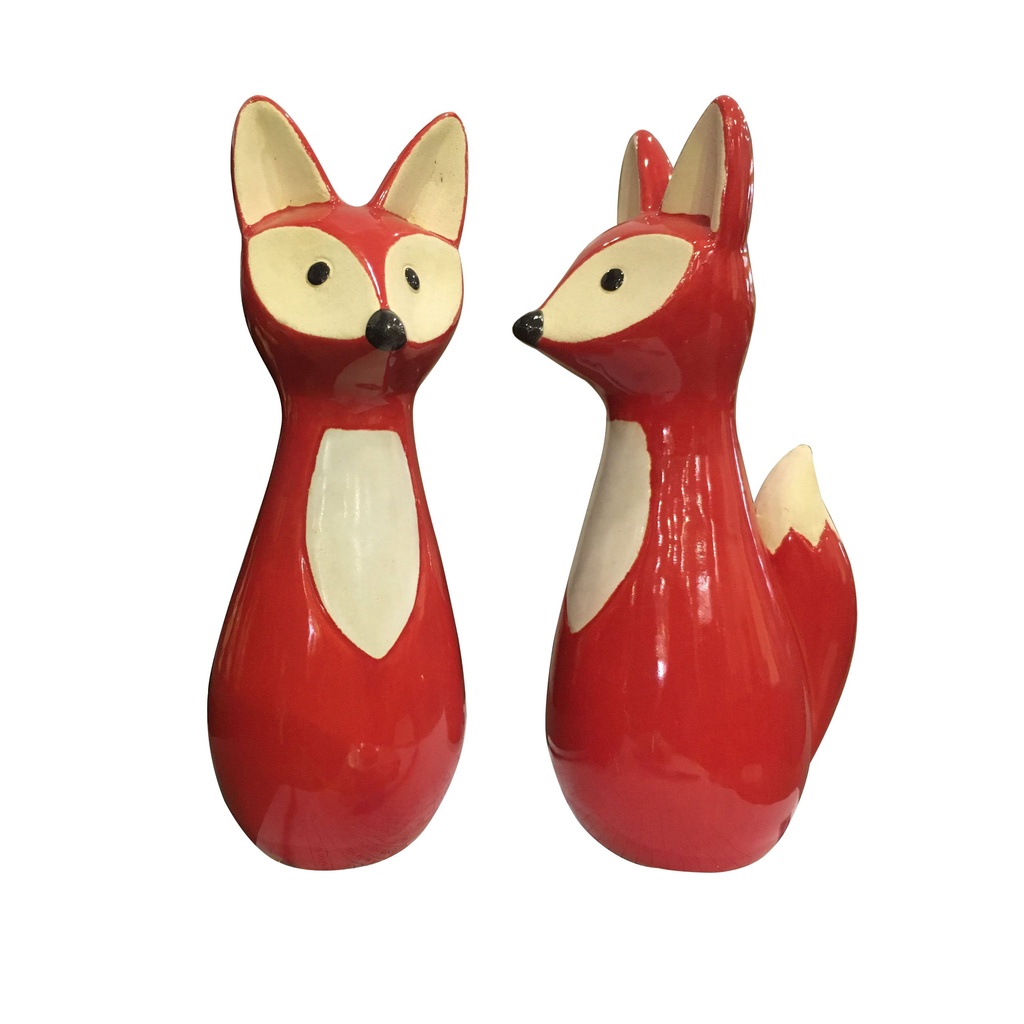 Cáo Đỏ Gốm Trang Trí Fox Decor - Chổi Xể