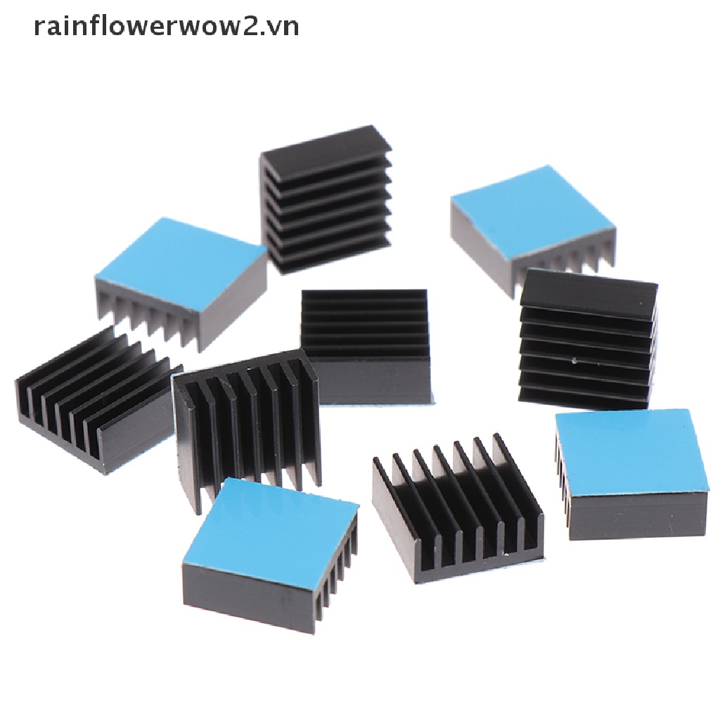 Bộ 10 Tấm Tản Nhiệt Bằng Nhôm Màu Đen Kích Thước 14 * 14 * 6mm Kèm Miếng Đệm Nhiệt Tiện Dụng