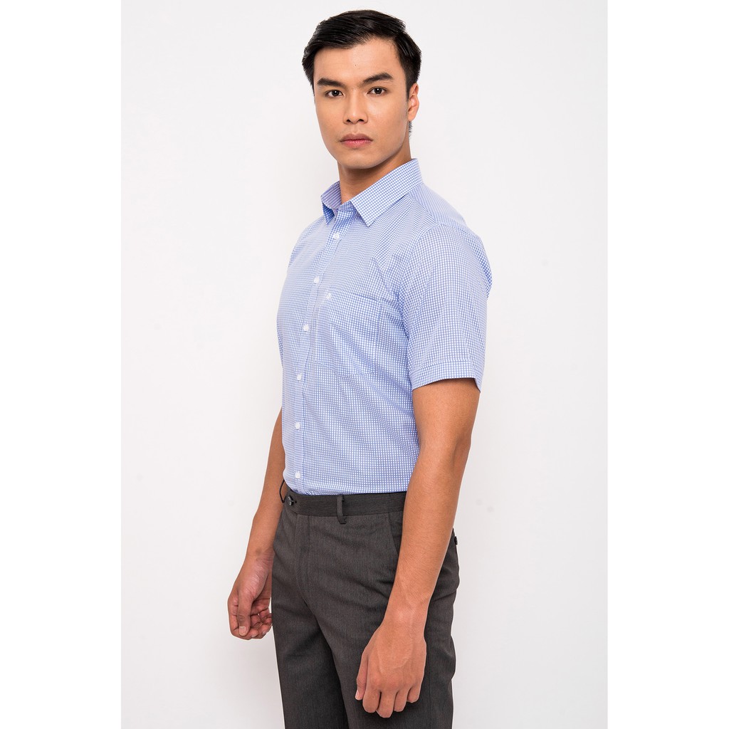 Sơ Mi mattana Trắng Caro Xanh SlimFit Ngắn Tay MAM25180011708001