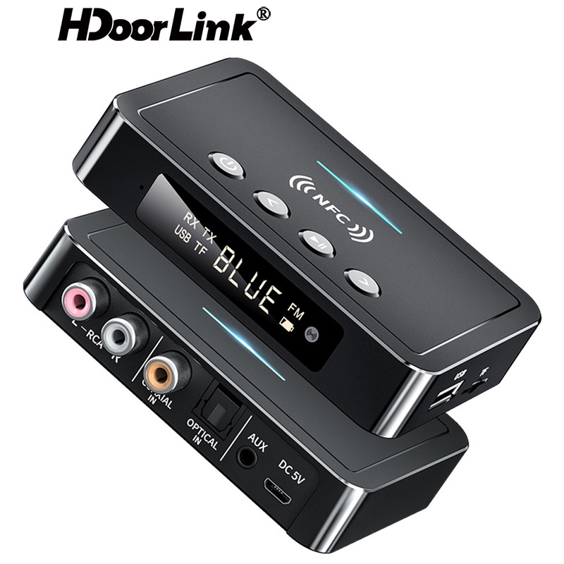 Đầu thu phát tín hiệu âm thanh không dây HDOORLINK bluetooth 5.0 RCA giắc cắm 3.5mm 3 trong 1 cho xe hơi