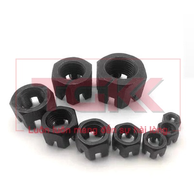 Đai ốc khía thép đen M10-M22