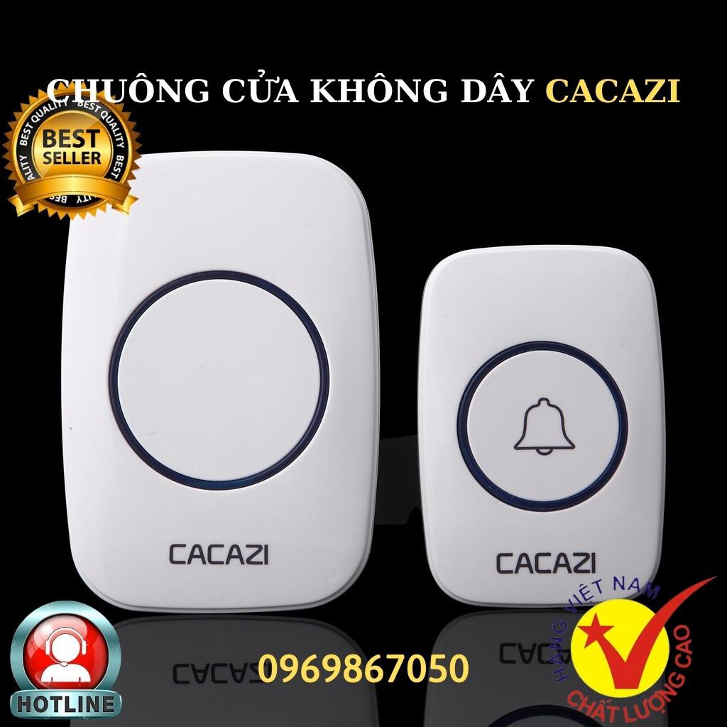 Chuông Cửa Không Dây Màu trắng CACAZI  Cao Cấp, Chuông gọi người nhà chống nước bắt tín hiệu khoảng cách 300m