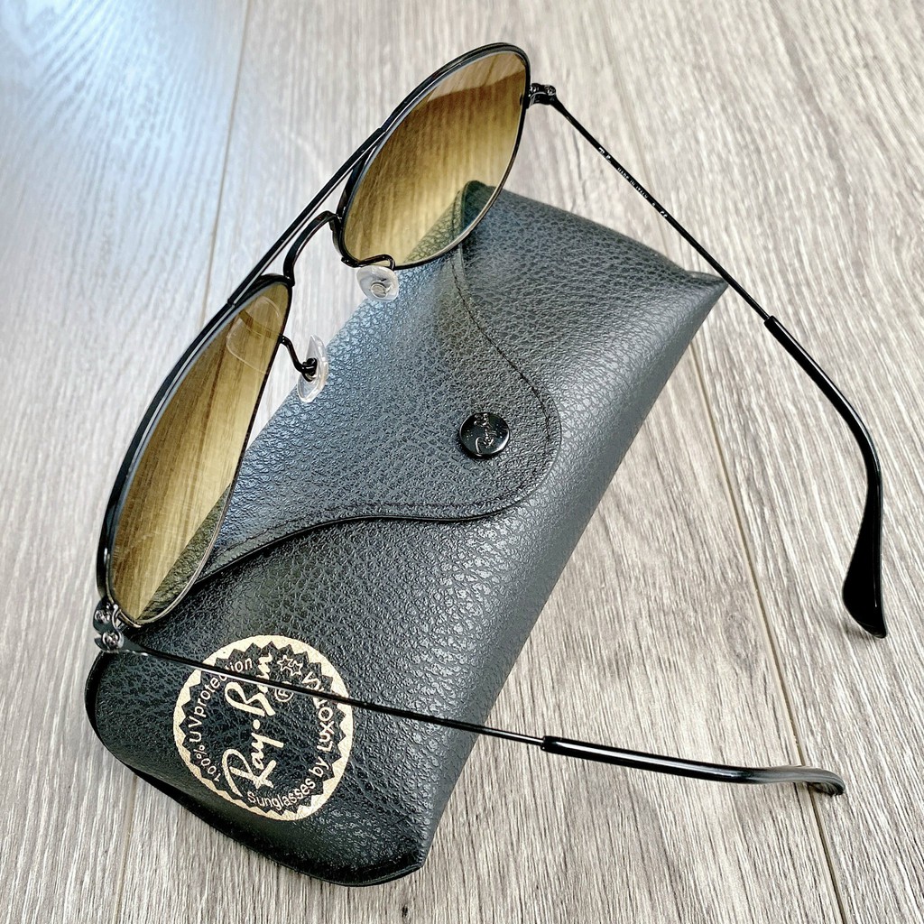 Kính mát chính hãng Rayban Aviator Model RB3025 002/40 Xanh Blue gọng Đen đeo cực chơi