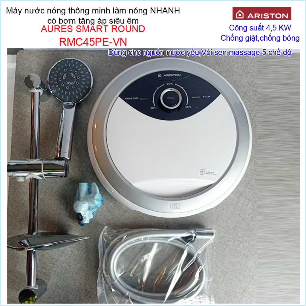 Máy nước nóng Ariston RMC45PE-VN, máy nước nóng trực tiếp có bơm thông minh Aures Smart Round (có bơm) 3195095