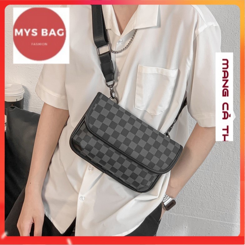 Túi Đeo Chéo vân dệt tag da - Túi Chéo cao cấp Cho Nam