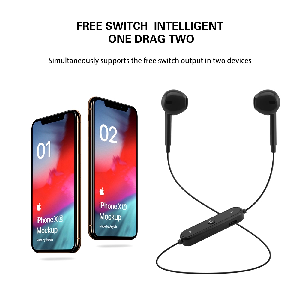 Tai Nghe Bluetooth Không Dây Đeo Cổ Kèm Mic Cho Điện Thoại Iphone Xiaomi Huawei