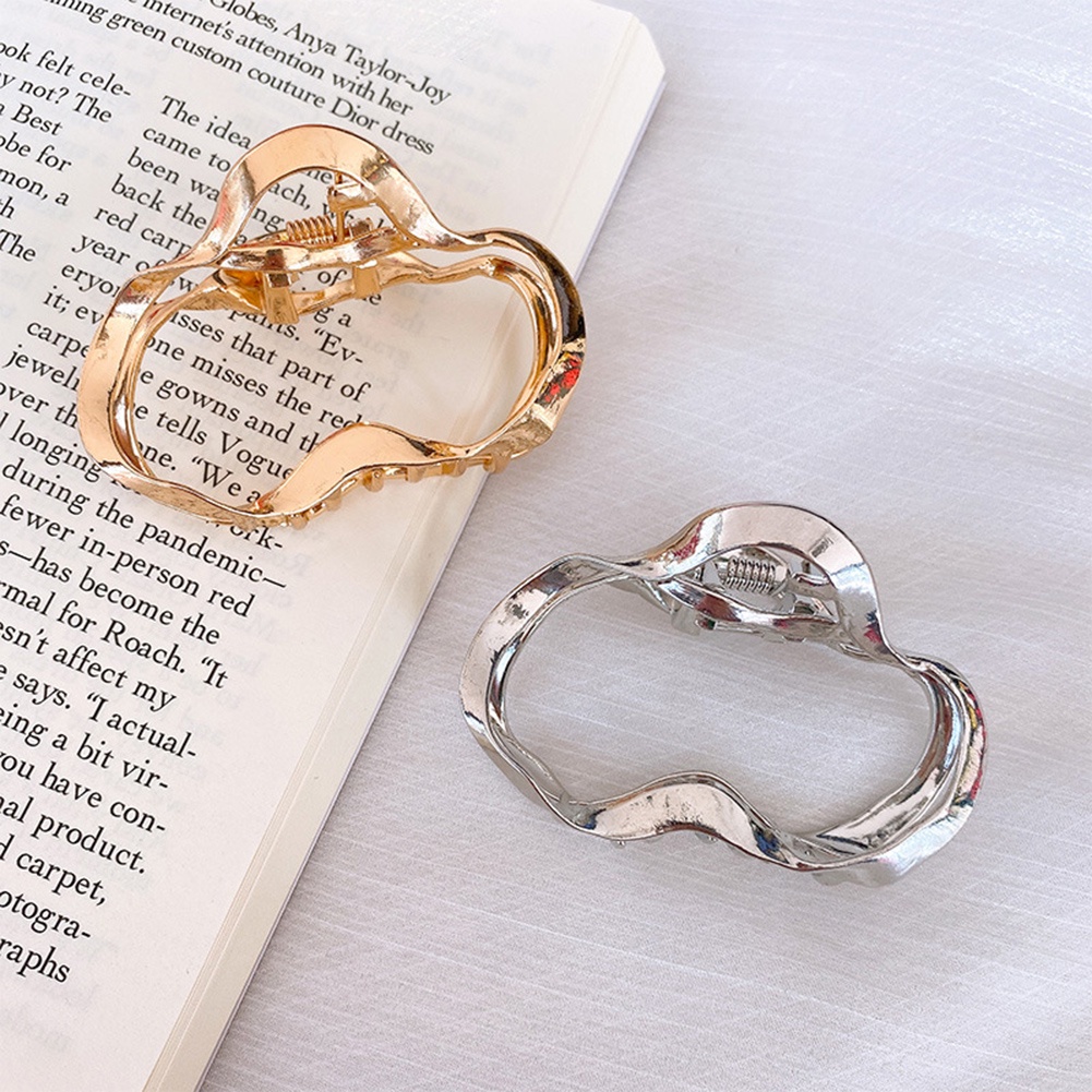 Kẹp Tóc Hình Học Rỗng Màu Vàng Bạc Thiết Kế Thời Trang Ngọt Ngào Cho Nữ