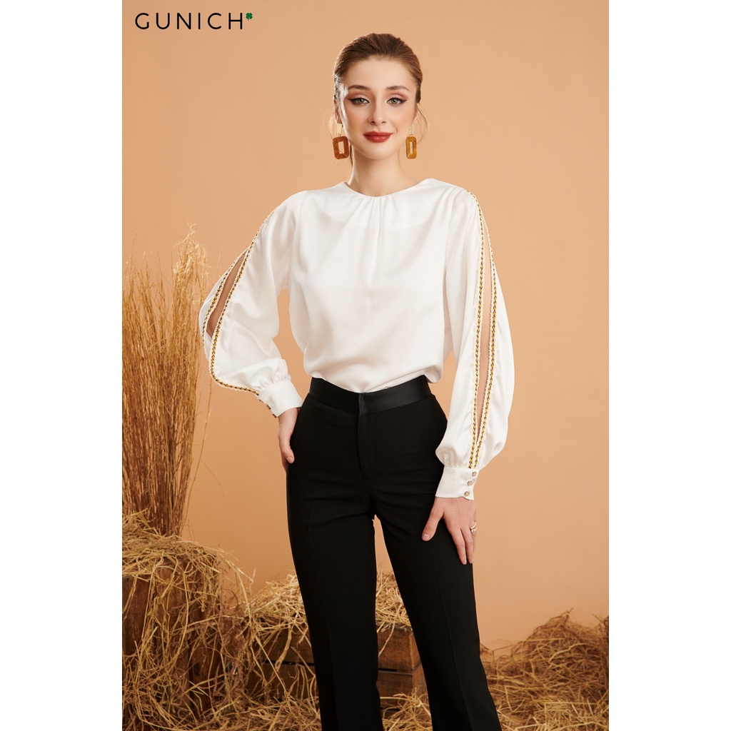 Quần ống bass pha lụa màu đen Gunich