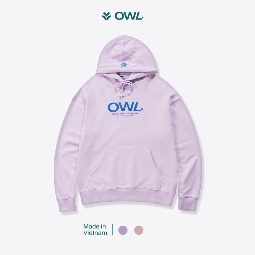 OWL BRAND® Essential Hoodie - Áo khoác chui đầu có mũ màu Tím nhạt