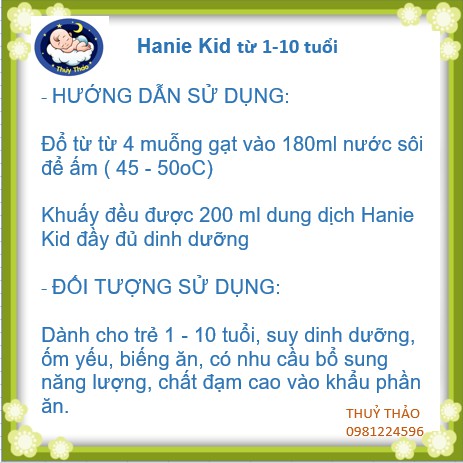 Sữa bột Hanie Kid của Nutricare dành cho trẻ từ 1-10 tuổi (TẶNG QUÀ CHO BÉ)