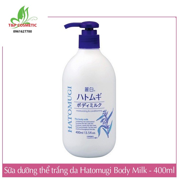 Sữa dưỡng thể trắng da ban đêm Hatomugi Body Milk 400ml