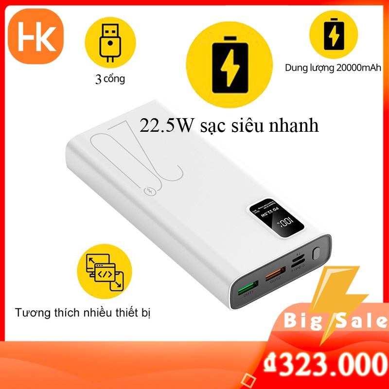 Sạc Dự Phòng 20000mah Xạc Dự Phòng 20000mAh Iphone Sạc Nhanh Pin Pin Dự Phòng 20000mah Fast Charge Power Bank Chính Hãng